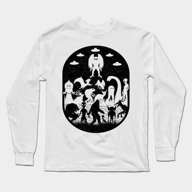 Cryptid Creatures Long Sleeve T-Shirt by Tesszero